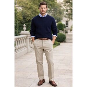 Cambridge Classics Chino Pants Men 34x29 Stone Khaki Cotton Old Money Minimalist